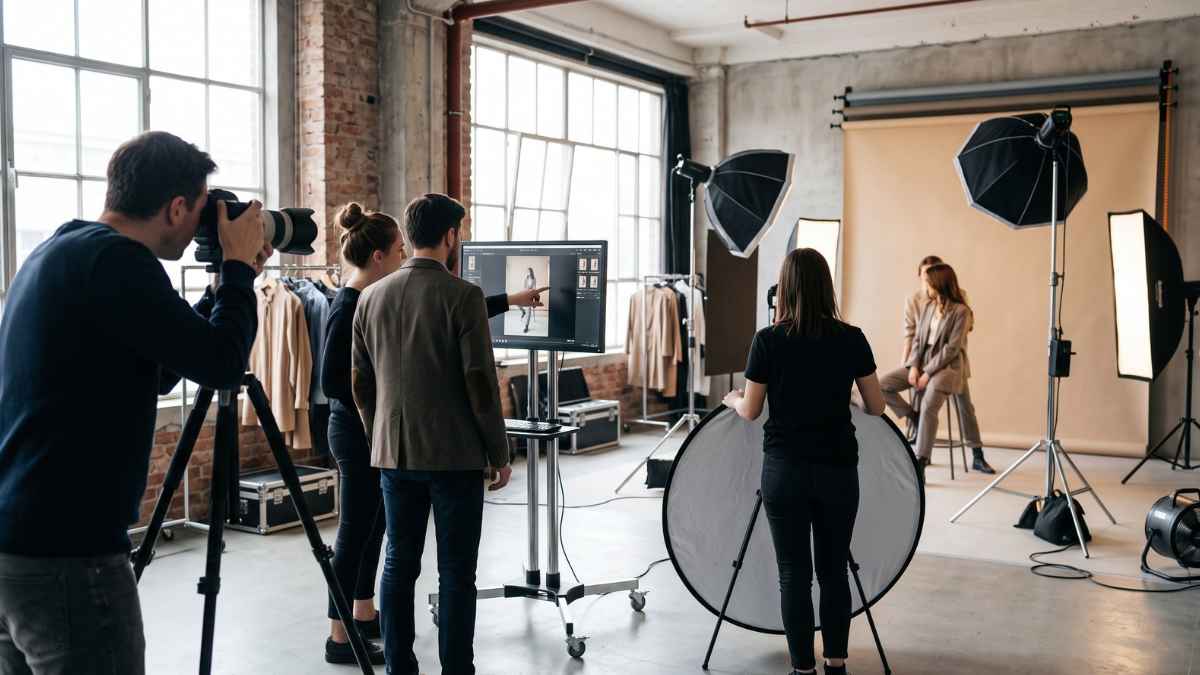 Fotoshooting in einem Fotostudio mit zwei Personen
